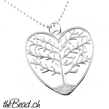 necklace made of 925 sterling silver with big pendant tree of life