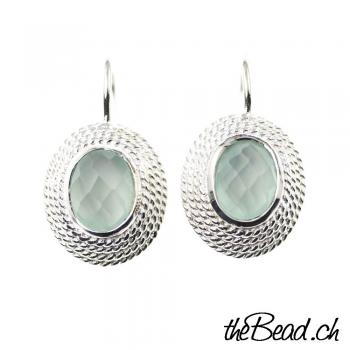 Earrings with aqua agate