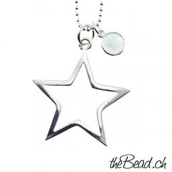 star necklace made of 925 sterling silver mit Calcedony