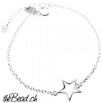 Star silver bracelet made of 925 sterling silver