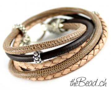 Luxury leather bracelet 925 sterling silver jewelry theBead