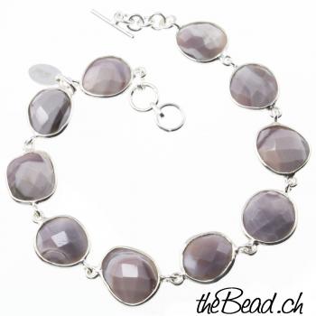 botswana agate silver bracelet