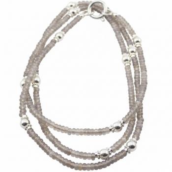 Halskette aus ACHAT & Silber, 85 cm lang!