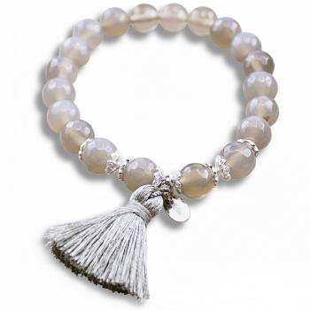 Wunderschönes ACHAT Perlenarmband mit Quasten Anhänger