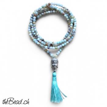 Preview: Halskette mit bunten Amazonitperlen BUDDHA, 80 cm lang Preview: Schmuckverpackung von thebead