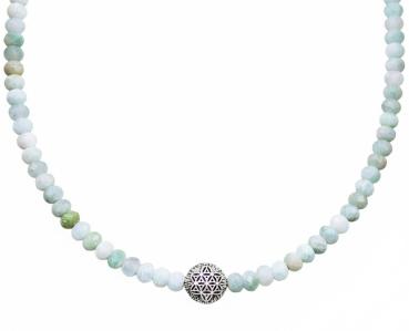 Bunte Amazonit Halskette mit BLUME DES LEBENS