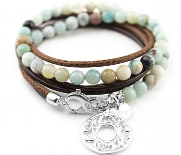 amazonite wrap leather bracelet