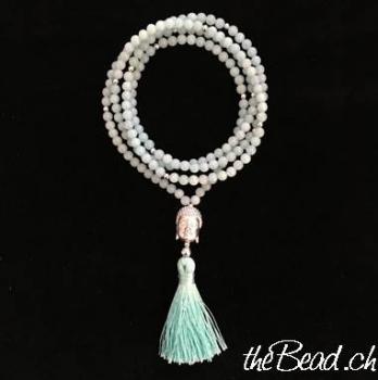 Necklace with amazonite beads and tassel pendant