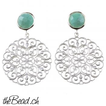 925 sterling silver earrings with amazonite