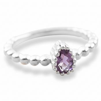 Silber Fingerring CUTE mit Amethyst Tropfen
