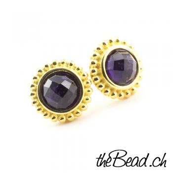 Vergoldete Ohrstecker AMETHYST