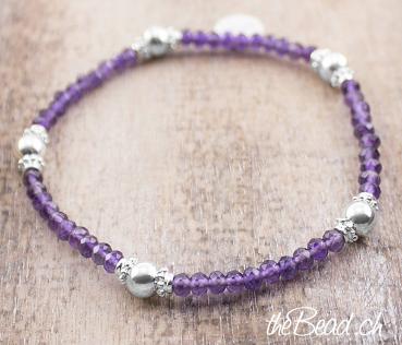 AMETHYST Armband mit Silberperlen