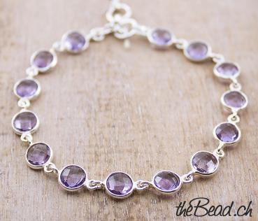 Silberarmband mit facettierten AMETHYST Steinen