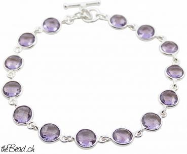Preview: Silberarmband mit facettierten AMETHYST Steinen Preview: Silberarmband mit facettierten AMETHYST Steinen
