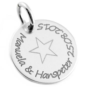 STAR pendant made of stainless steel with your personal engraving