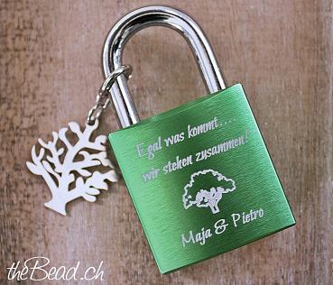 Alu Love Lock with tree pendant