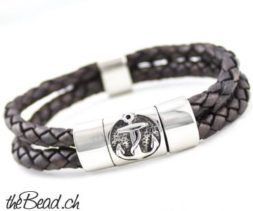 Leather bracelet BREEZE in dark brown