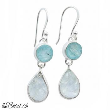 Silber Ohrhänger mit Apatit & Aquamarin
