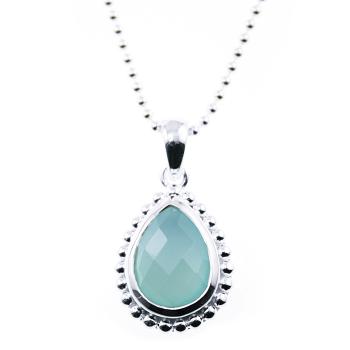 Silver Necklace aqua agate quarz