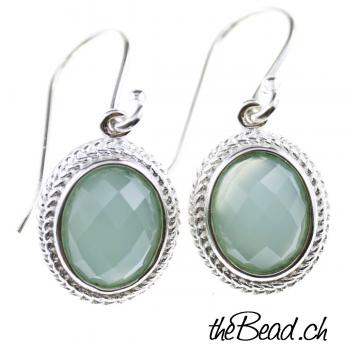 aqua agate earrings made of 925 sterling