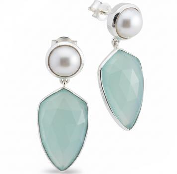 Silber Ohrhänger mit grossem AQUA ACHAT