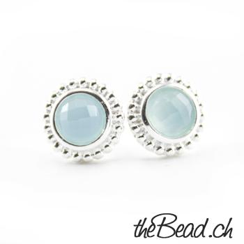 aqua agate earrings made of 925 sterling silver