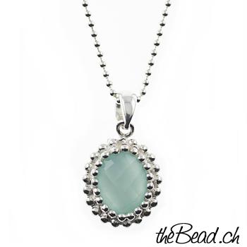 collier aqua agate silver jewelry