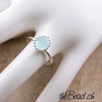 aqua achat silber fingerring