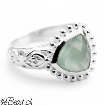 Preview: Damen Fingerring 925 Sterling Silber mit AQUA ACHAT Preview: Damen Fingerring 925 Sterling Silber mit AQUA ACHAT