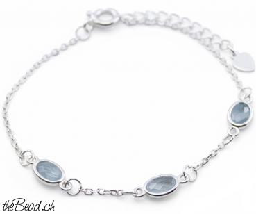 feines Silberarmband mit AQUAMARIN