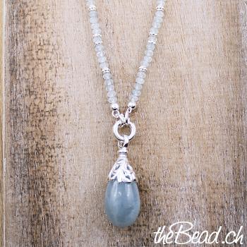 necklace with aquamarine and silver