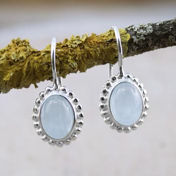 kleine Silber Ohrhänger mit AQUAMARIN Steinen
