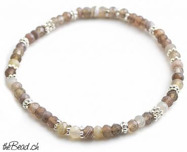 Preview: BOTSWANA Achat Armband mit Silberperlen Preview: BOTSWANA Achat Armband mit Silberperlen