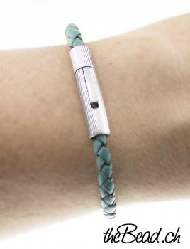 Preview: Lederarmband mit curly Verschluss, Farbe wählbar! Preview: schlichtes Lederarmband ohne viel schnörkel bei thebead
