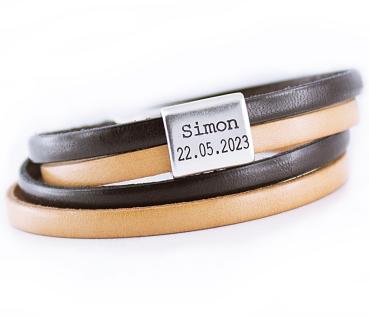 leather bracelet with leather and clasp engraving