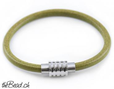 5 mm Lederarmband OLIV mit Magnetverschluss