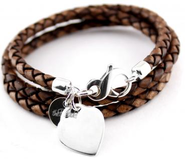 geflochtenes Lederarmband mit herz Glücksbringer theBead