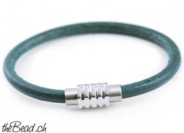 5 mm Lederarmband PETROL mit Magnetverschluss