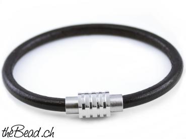 5 mm Lederarmband SCHWARZ mit Magnetverschluss
