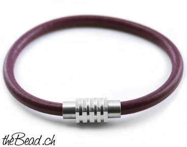 5 mm Lederarmband BORDEAUX mit Magnetverschluss
