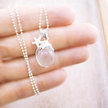 Preview: Silberkette DELFIN & SEESTERN Anhänger mit Bergkristall Kugel Preview: Bergkristall Delfin, Seestern Halskette