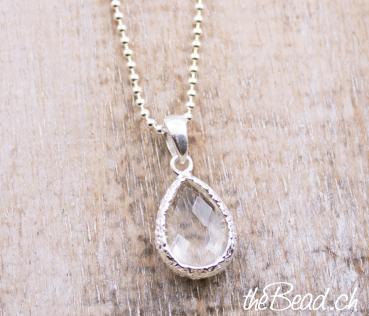 crystal  silver necklace