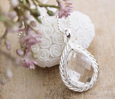 silver necklace with crystal pendant