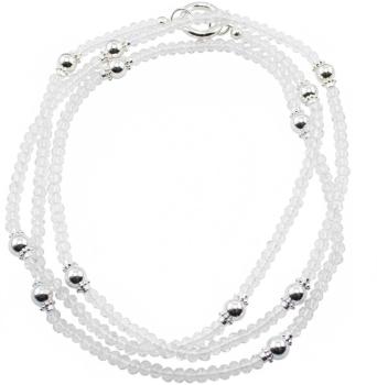 Halskette mit BERGKRISTALL & Silberperlen, 85 cm lang!