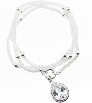 BERGKRISTALL & Silberperlen Kette mit Anhänger, 85 cm lang!