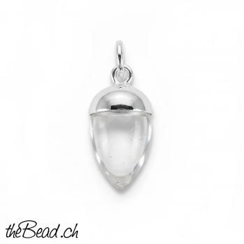 kleiner Bergkristall Anhänger mit Silberkäppchen