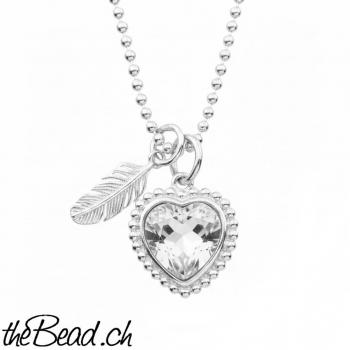 Silber Halskette mit Bergkristall HERZ