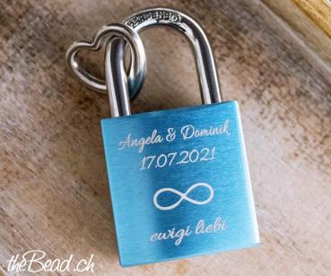 Alu Love Lock with heart pendant