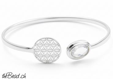 BLUME des LEBENS Armreif mit Bergkristall