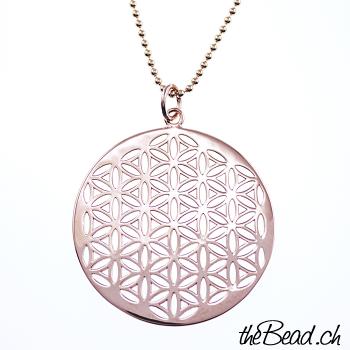 silver collier with flower of life pendant